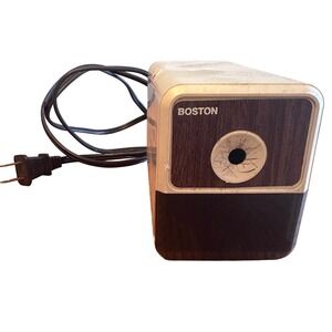 Boston Pencil Sharpener Model 18 Brown Cream Fair Vintage Electric Woodgrain